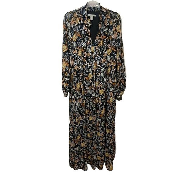 Lucky Brand Dresses & Skirts - Lucky Brand Floral Long Sleeve Maxi Dress Size Large V Neck Boho